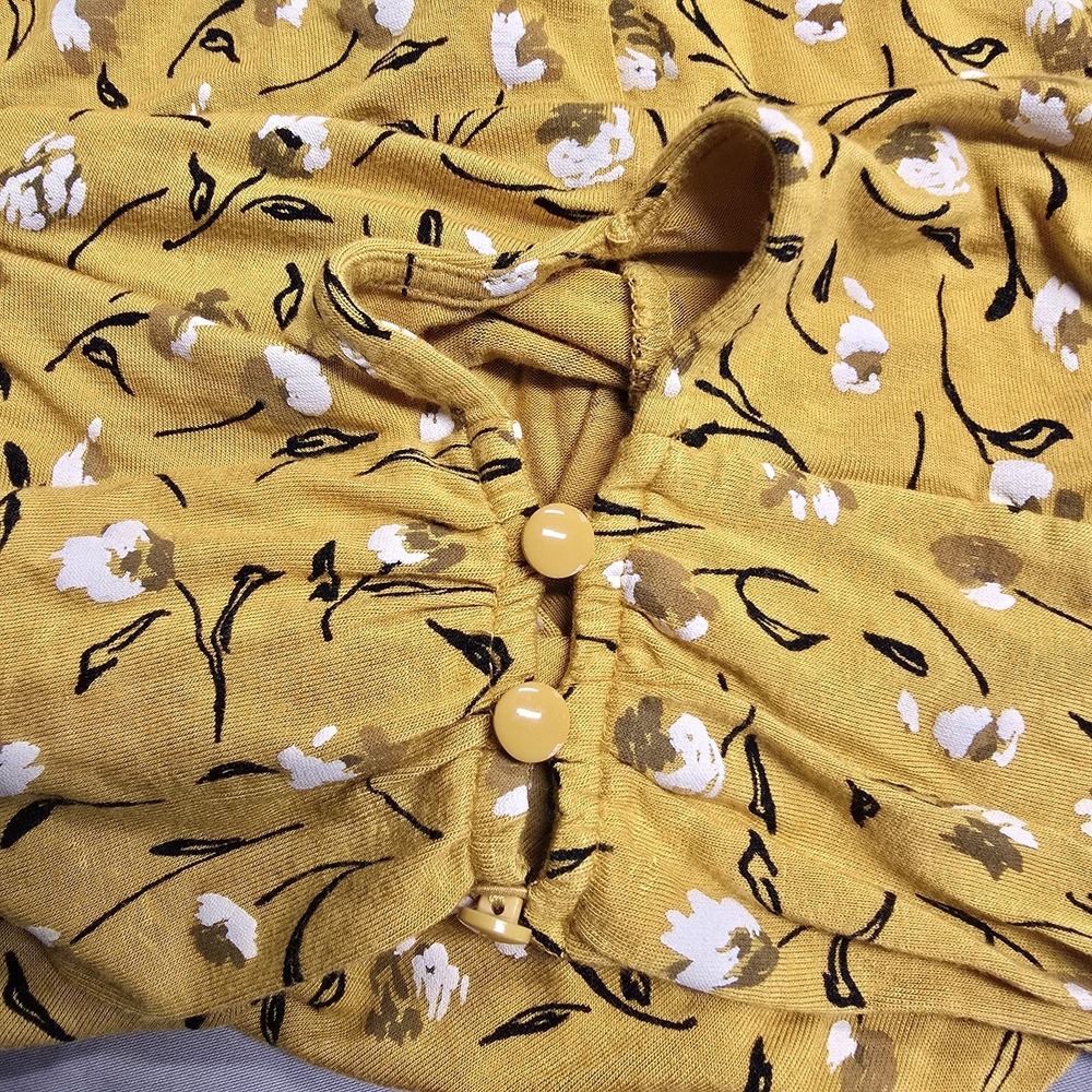 Worthington Womens Floral Blouse Sleeveless Large Golden Color - Picture 5 of 7